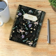 Qaailabf 2025 A5 Plan Book with Tabs, Monthly \u0026 Weekly Calendar Planner, Coil Bound Notebook, Lined Pages, Inner Pocket, Inspirational Quotes, Holiday Reference, Floral Navy Blue, Organization Tool
